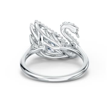 Dancing Swan ring, Swan, White, Rhodium plated - Swarovski, 5520712