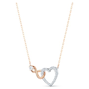 Set Swarovski Infinity, Infinit și inimă, Alb, Finisaj metalic mixt - Swarovski, 5521040