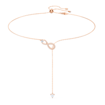 Collar en Y Swarovski Infinity, Símbolo del infinito, Blanco, Baño tono oro rosa - Swarovski, 5521346