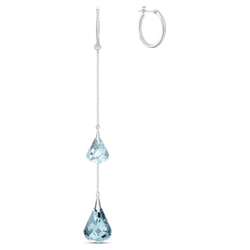 Spirit hoop pierced earrings, Aqua, Rhodium plated - Swarovski, 5521784