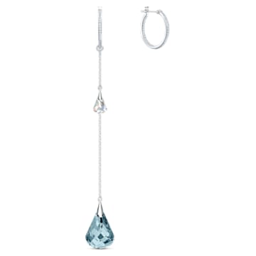 Spirit hoop pierced earrings, Aqua, Rhodium plated - Swarovski, 5521784