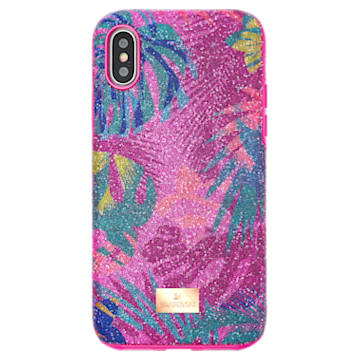 Tropical smartphone case, Leaf, iPhone® X/XS, Multicolored - Swarovski, 5522096