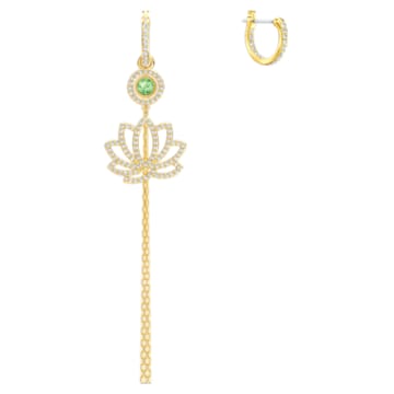 Swarovski Symbolic Lotus Pierced Earrings, Green, Gold-tone plated - Swarovski, 5522840