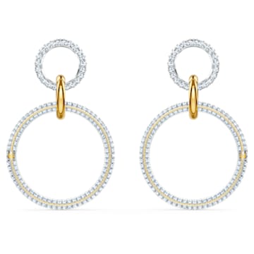 Stone Hoop 穿孔耳環, 白色, 多種金屬潤飾 - Swarovski, 5523991