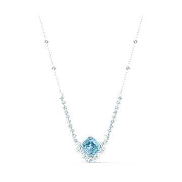 Sparkling Necklace Aqua Rhodium Plated Swarovski Com - Swarovski Necklace Aqua Crystal Drop Pendant