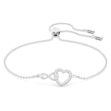 Bracelet Swarovski Infinity, Infini et cœur, Blanc, Métal rhodié par SWAROVSKI
