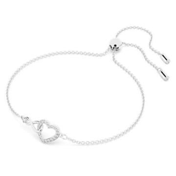 Swarovski Infinity armband, Oneindigheidssymbool en hart, Wit, Rodium toplaag - Swarovski, 5524421