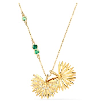Swarovski Symbolic Palm Necklace, Green, Gold-tone plated - Swarovski, 5525086