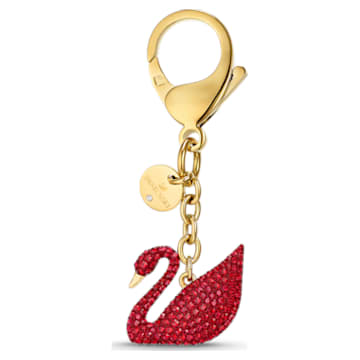 Swan bag charm, Red, Gold-tone plated - Swarovski, 5526754