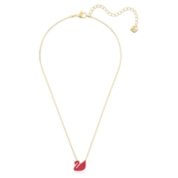 Swarovski Iconic Swan pendant, Swan, Small, Red, Gold-tone plated - Swarovski, 5527407