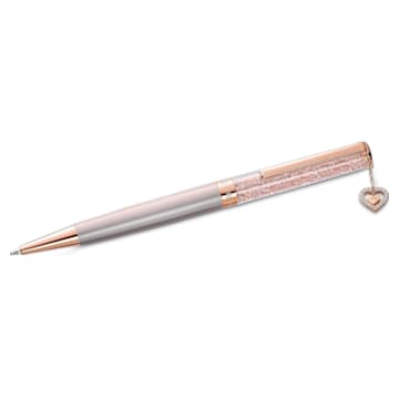 Crystalline ballpoint pen, Heart, Pink, Rose-gold tone plated - Swarovski, 5527536