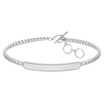 Locket bracelet, White, Rhodium plated - Swarovski, 5528194