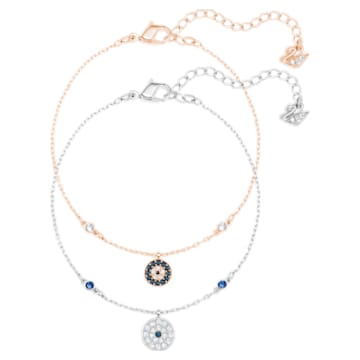 Bracelet Crystal Wishes, Parure (2), Œil porte-bonheur, Bleu, Finition mix de métal - Swarovski, 5528199