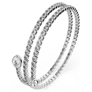 Twisty bangle, Pear cut, White, Rhodium plated - Swarovski, 5528443