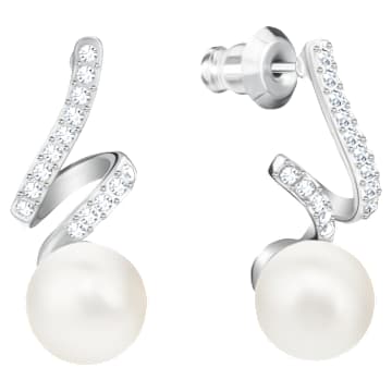 Pendants d'oreilles Gabriella, Blanches, Métal rhodié - Swarovski, 5528447