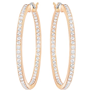 Sommerset Hoop pierced earrings, White, Rose-gold tone plated - Swarovski, 5528459
