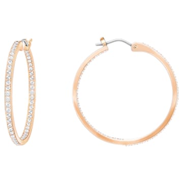 Sommerset hoop earrings, White, Rose gold-tone plated - Swarovski, 5528459