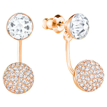 Boucles d’oreilles transformables Forward, Coupe ronde, Blanches, Placage de ton or rosé - Swarovski, 5528490