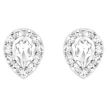 Latisha earring jackets, Pear cut, White, Rhodium plated - Swarovski, 5528494