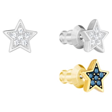 Crystal Wishes Star Set stud earrings, Set (3), Star, Multicolored, Mixed metal finish - Swarovski, 5528498