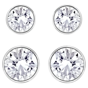 Harley pierced earring set, White, Rhodium plated - Swarovski, 5528504