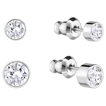 Harley stud earrings, Set (2), White, Rhodium plated - Swarovski, 5528504