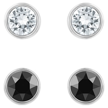 Σκουλαρίκια με καραφάκι Harley, Σετ 2 τεμαχίων, Μαύρα, Επιμετάλλωση ρουθηνίου - Swarovski, 5528506