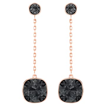 Lattitude 水滴形耳環, 黑色, 鍍玫瑰金色調 - Swarovski, 5528512