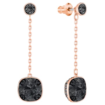 Lattitude Chain drop earrings, Black, Rose gold-tone plated - Swarovski, 5528512