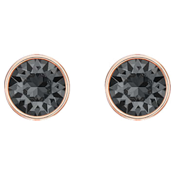 Lattitude 드롭 이어링, 블랙, 로즈골드 톤 플래팅 - Swarovski, 5528512
