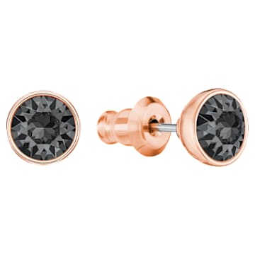 Pendants d'oreilles Lattitude, Noires, Placage de ton or rosé - Swarovski, 5528512