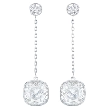 ต่างหูทรงหยดน้ำ Lattitude, ขาว, เคลือบโรเดียม - Swarovski, 5528513