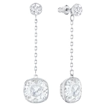 Lattitude 水滴形耳环, 白色, 镀铑 - Swarovski, 5528513