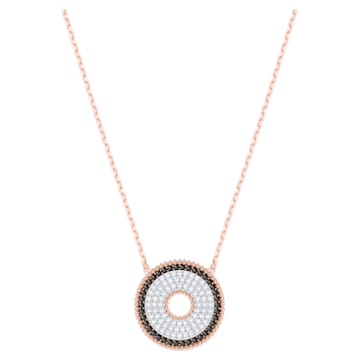 Lollypop necklace, Round shape, Black, Rose gold-tone plated - Swarovski, 5528723
