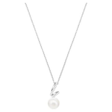 Gabriella Pearl pendant, White, Rhodium plated - Swarovski, 5528731