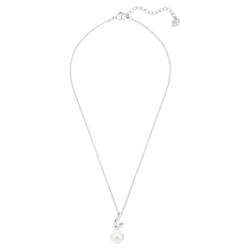 Gabriella Pearl pendant, White, Rhodium plated - Swarovski, 5528731