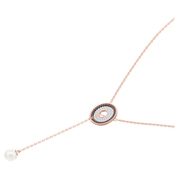 Collana a Y Lollypop, Forma rotonda, Nera, Placcato color oro rosa - Swarovski, 5528732