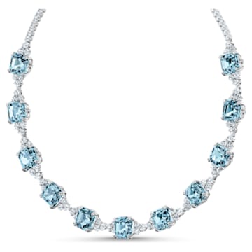 Sparkling necklace, Blue, Rhodium plated - Swarovski, 5528875