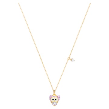 Little pendant, Owl, Purple, Gold-tone plated - Swarovski, 5528913