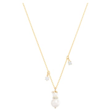 Little pendant, Snowman, White, Gold-tone plated - Swarovski, 5528916