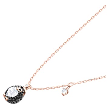Little pendant, Penguin, Black, Rose gold-tone plated - Swarovski, 5528917