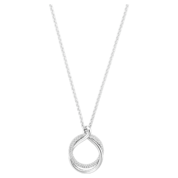 Exact pendant, Round shape, White, Rhodium plated - Swarovski, 5528922
