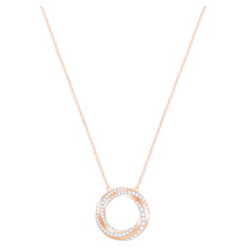 Hilt necklace, Round shape, White, Rose gold-tone plated - Swarovski, 5528930