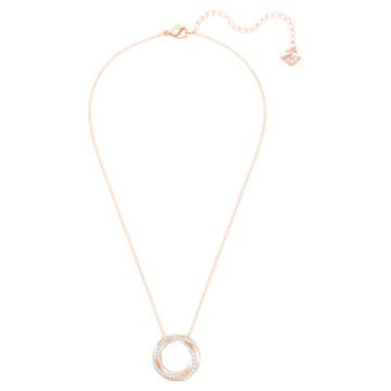 Hilt 項鏈, 圓形, 白色, 鍍玫瑰金色調 - Swarovski, 5528930