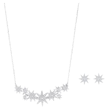 Sada Fizzy, Hvězda, Bílá, Pokoveno rhodiem - Swarovski, 5528944