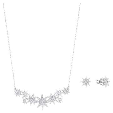Fizzy 套裝, 星星, 白色, 鍍白金色 - Swarovski, 5528944