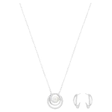 Komplet Free, Bela, Prevleka iz rodija - Swarovski, 5528946