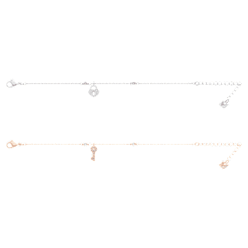 สร้อยข้อมือ Crystal Wishes, เซ็ต (2), แม่กุญแจ, ชมพู, เคลือบโลหะหลากชนิด - Swarovski, 5529346