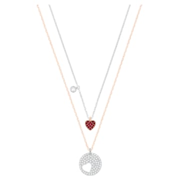 Crystal Wishes pendant, Set (2), Heart, Red, Mixed metal finish - Swarovski, 5529569