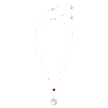 Crystal Wishes pendant, Set (2), Heart, Red, Mixed metal finish - Swarovski, 5529569